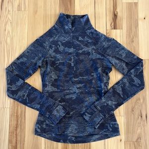 Lululemon Size 4 Heathered Gray Camo Ready To Rulu Quarter Zip Long Sleeve